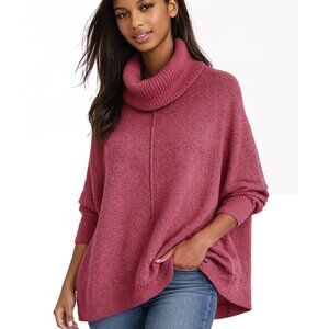 NWT LOFT Shirttail Cowlneck Poncho Slouchy Sweater in Dusty Rose | XXS